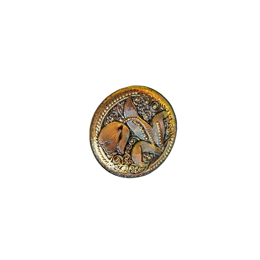 Vintage Czech Glass Tulip Button Brooch